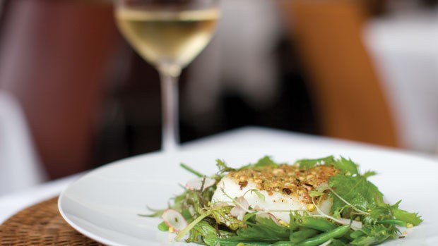 Pistachio Crusted Halibut With Spring Farmers Market Salad by Rick Tramonto
